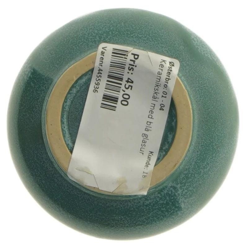 Keramisk skål med blå glasur (str. Ø 9 cm)