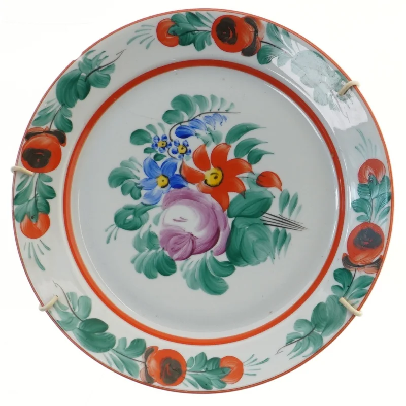 Dekorativ tallerken med blomstermotiv (str. Ø 23,5 cm)