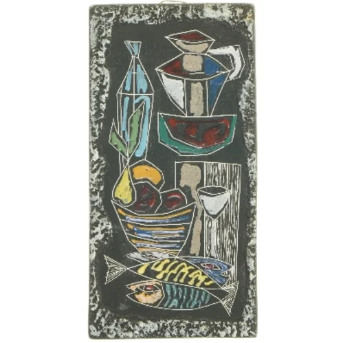 Vægplakette med farverigt motiv (str. 31x15 cm)