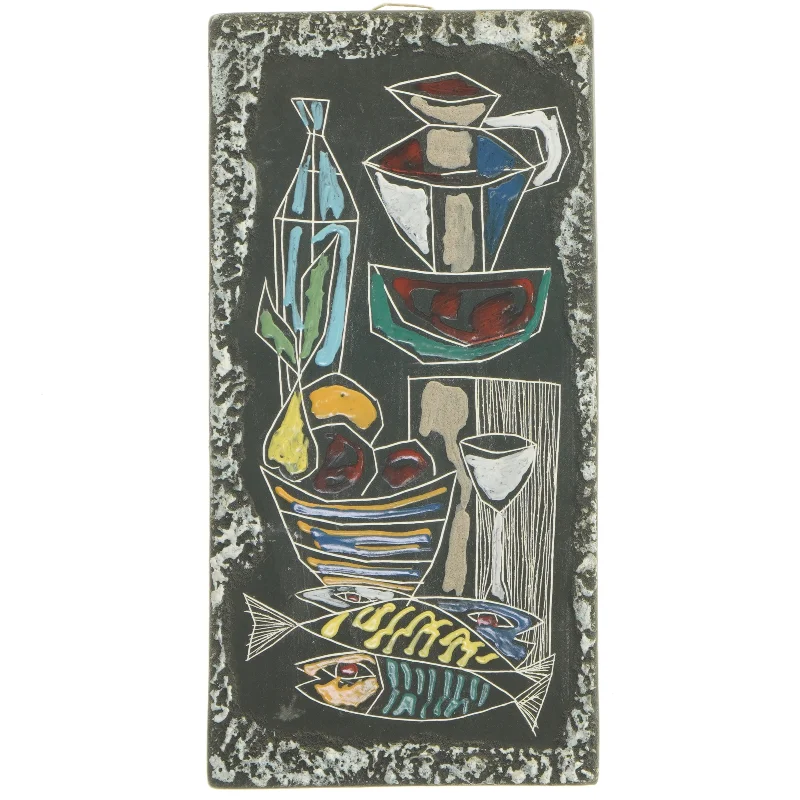 Vægplakette med farverigt motiv (str. 31x15 cm)