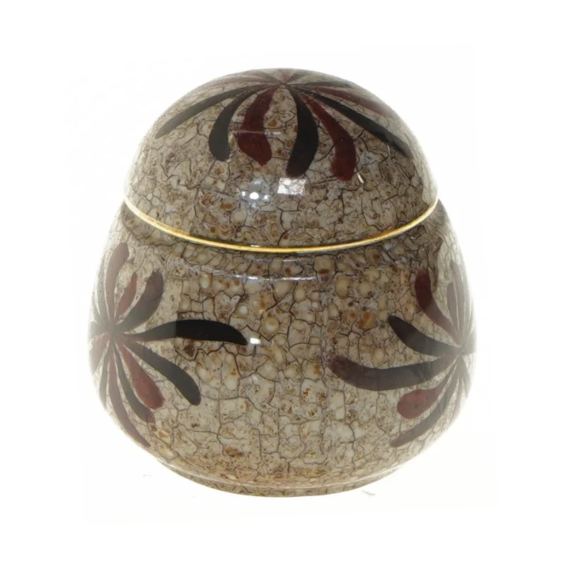 Dekorativ porcelæn ingefærkrukke med låg (str. Ø 8,5x9,5 cm)