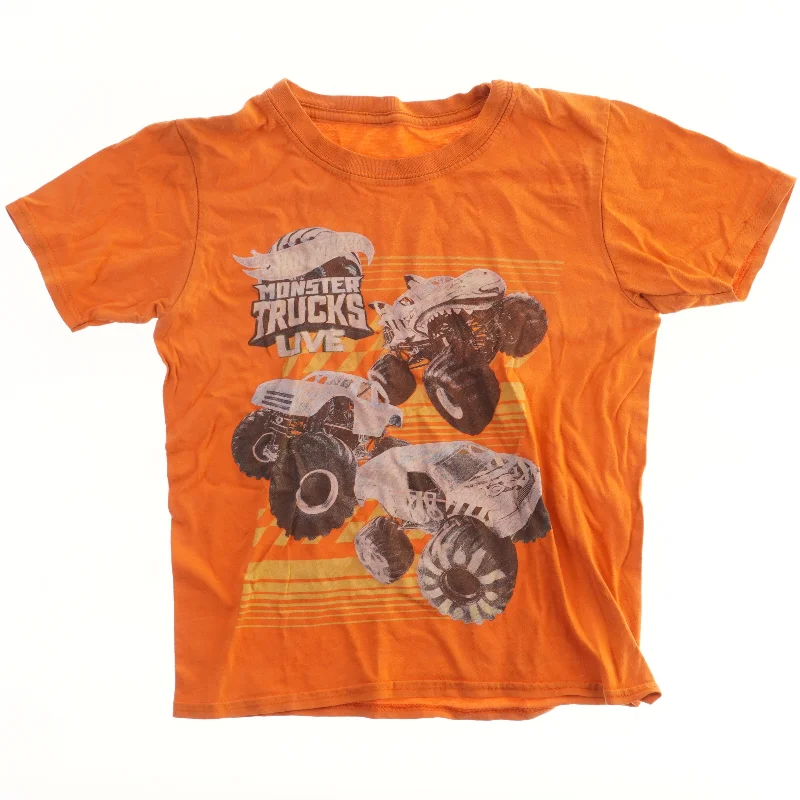 Orange T-shirt med Monster Trucks (str.  48x36 cm)