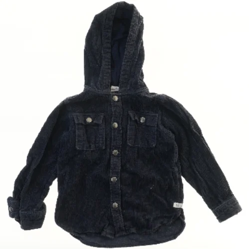 Enfant mørkeblå fløjsjakke med hætte og trykknapper (str. 116)