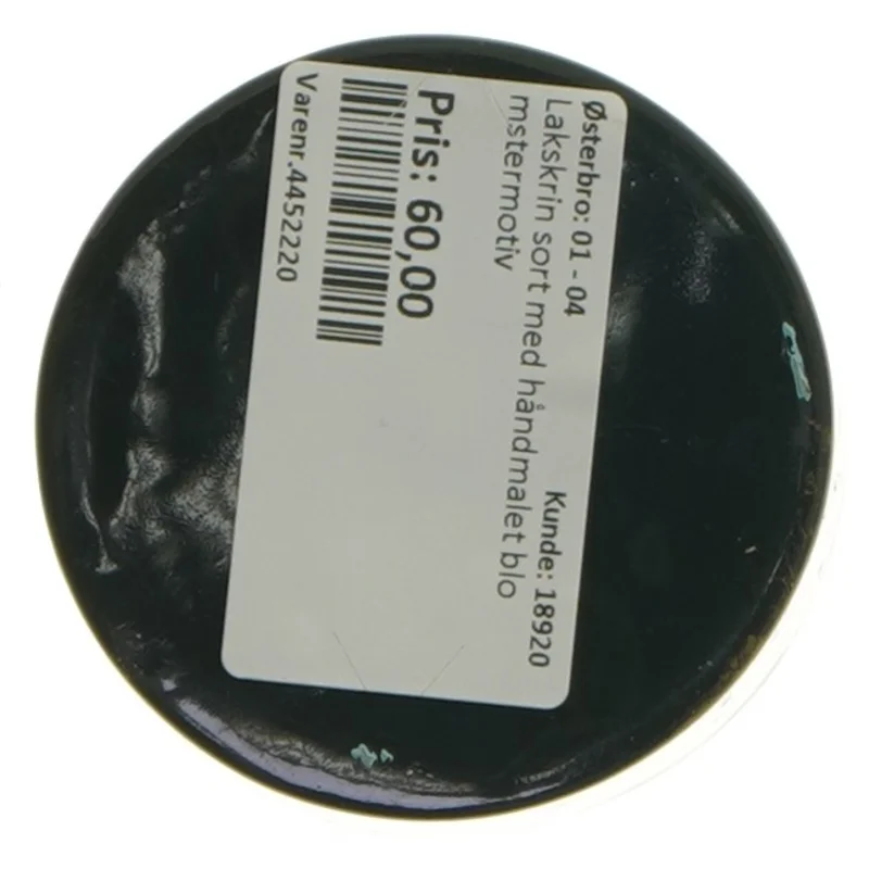 Dekoreret rund æske (str. Ø 7,5 cm)