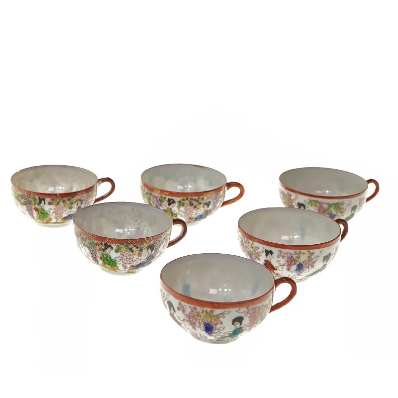 Sæt med 6 kopper med blomstermønster (str. 6 stk Ø 9 cm)