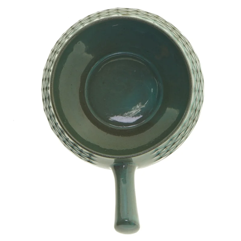 Keramisk skål med låg og håndtag (str. Ø 16 cm)