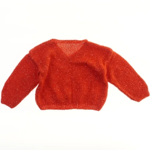 Rød glimmer stiktrøje ca 3-4 år(str.  36x33,5 cm)