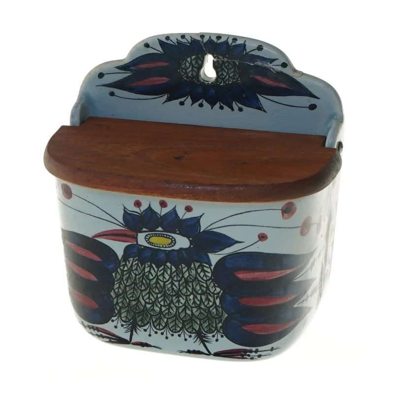 Keramik vægspand med låg (str. 16x14x8 cm)