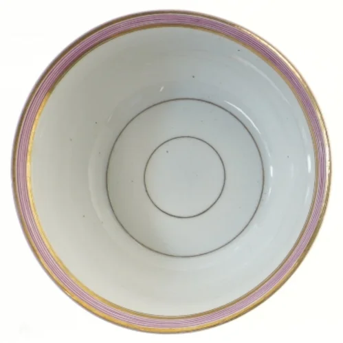 Bing og Grøndal porcelænsskål med rosa og guldkant (str. Ø 19x7 cm)