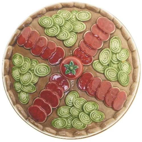 Keramisk fad med låg (str. Ø 28 cm)