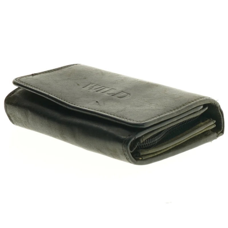 Sort læderpung fra wild (str. 15 x 9 cm)