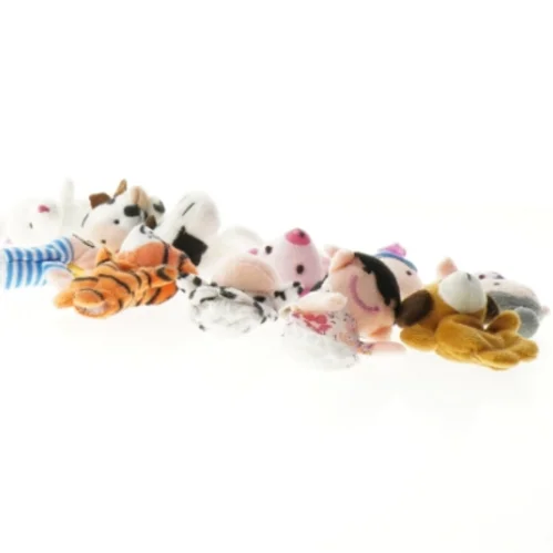 Fingerdukker i stof med taske