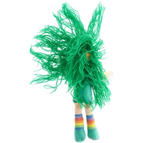 Stofdukke med grønt hår (str. 26 x 10 cm)