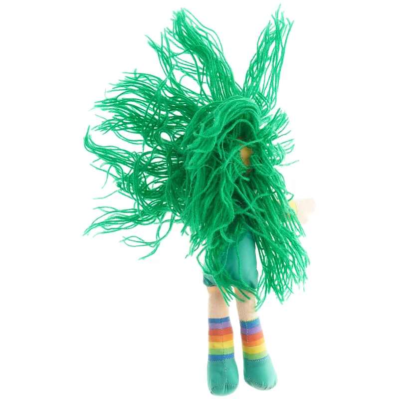Stofdukke med grønt hår (str. 26 x 10 cm)