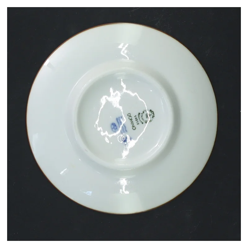 Hvid porcelænstallerken med brun kant, Domino (str. Ø 13,5 cm) fra Royal Copenhagen