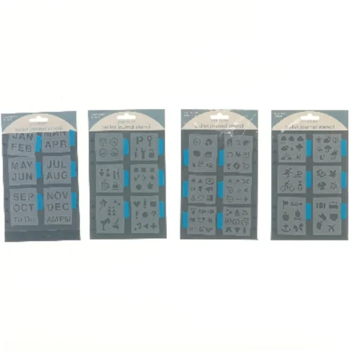 Bullet journal stencils 4 stk fra Panduro (str. 4 stk 21x13 cm)