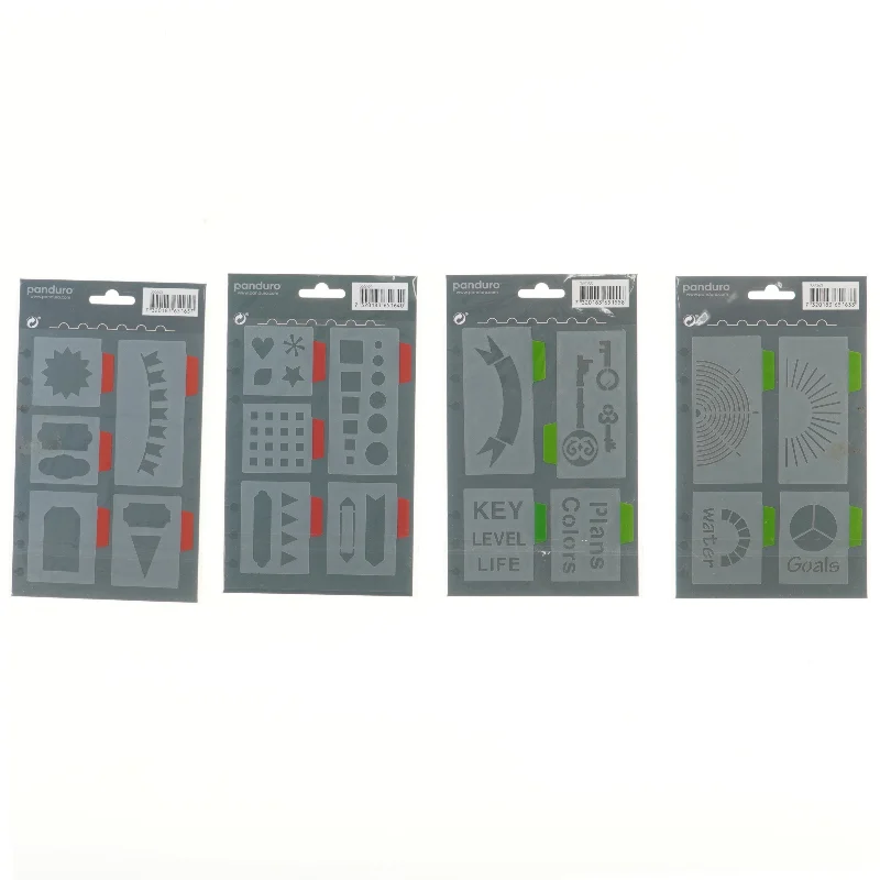 Bullet journal stencils 4 stk fra Panduro (str. 4 stk 21x13 cm)