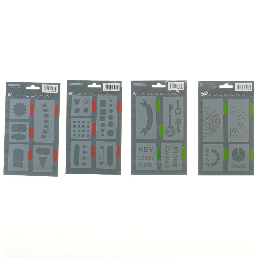 Bullet journal stencils 4 stk fra Panduro (str. 4 stk 21x13 cm)
