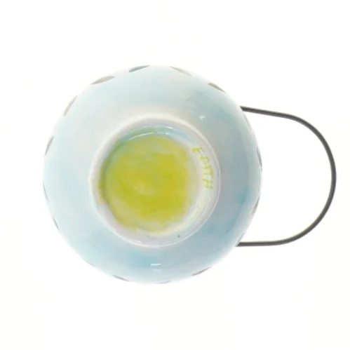 Keramik lygte med mønster og håndtag (str. 7,5 cm)