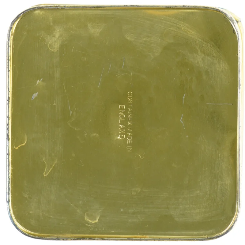 Vintage Tindekasse med Asiatiske Motiver (str. H. 22 cm. 14,5 x 14,5 cm)