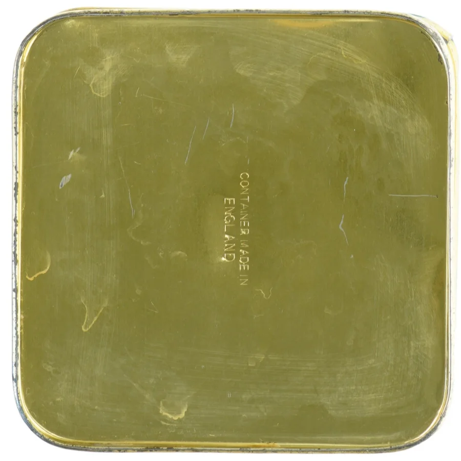 Vintage Tindekasse med Asiatiske Motiver (str. H. 22 cm. 14,5 x 14,5 cm)