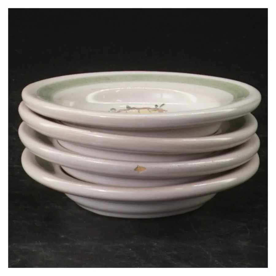 Dekorative keramiktallerkener med ananasmotiv (str. Ø. 8 cm)