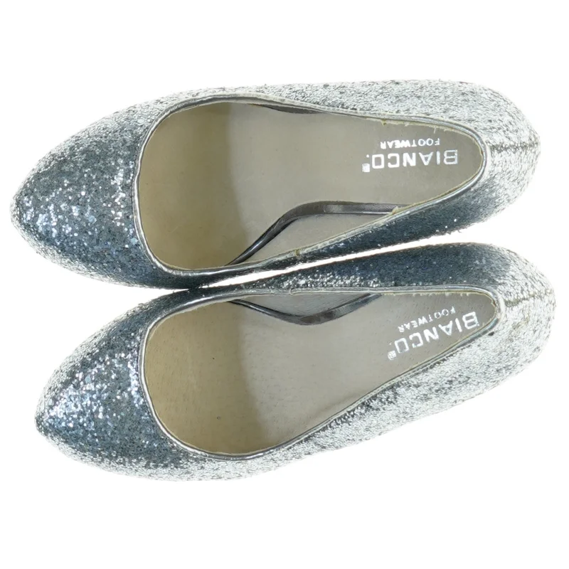 Sølvfarvede glitter stiletter fra Bianco (str. 37)