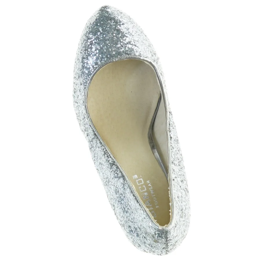 Sølvfarvede glitter stiletter fra Bianco (str. 37)