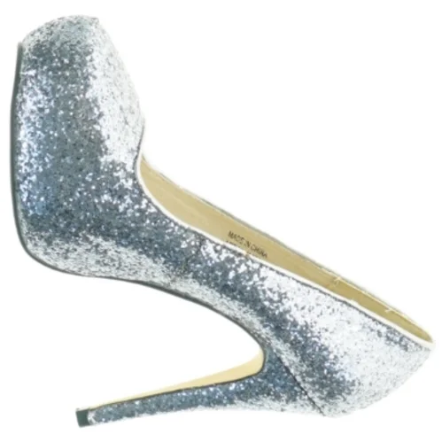 Sølvfarvede glitter stiletter fra Bianco (str. 37)