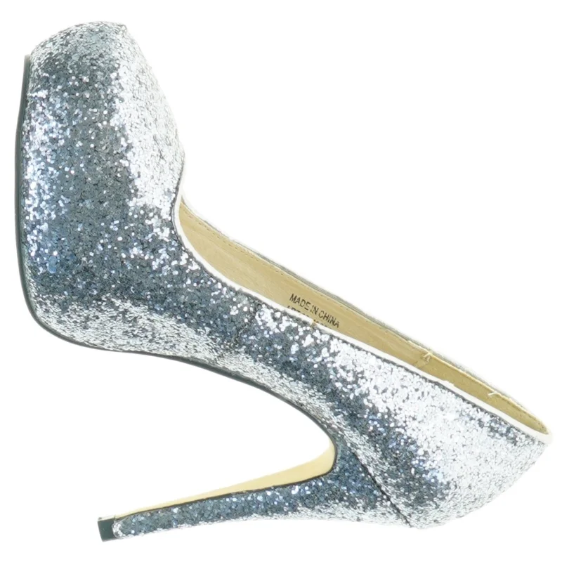 Sølvfarvede glitter stiletter fra Bianco (str. 37)