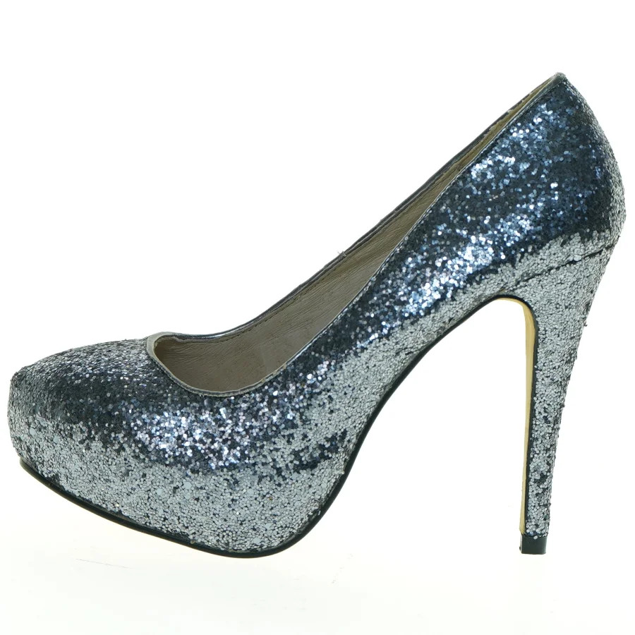 Sølvfarvede glitter stiletter fra Bianco (str. 37)