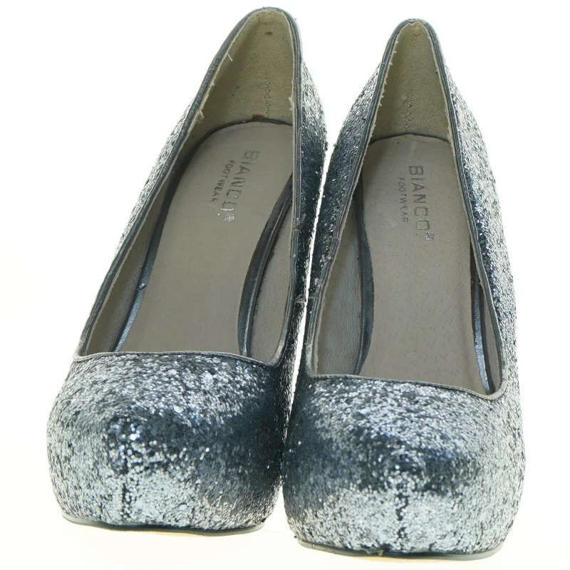 Sølvfarvede glitter stiletter fra Bianco (str. 37)