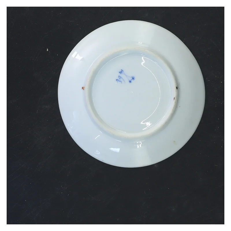 Porcelæns tallerken, mussel malet (str. Ø 13 cm)