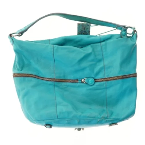 Turkis skuldertaske med blomstermønster (str. 44x36 cm)