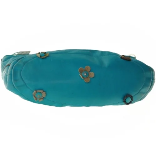 Turkis skuldertaske med blomstermønster (str. 44x36 cm)