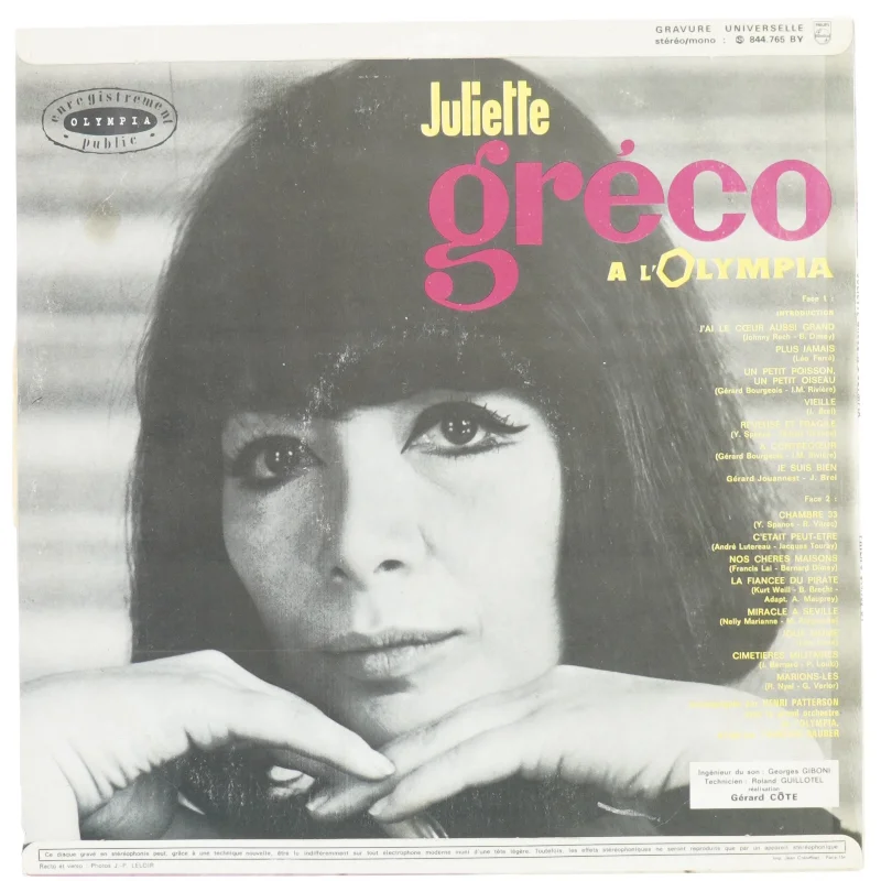Juliette Gréco vinylplade fra Philips