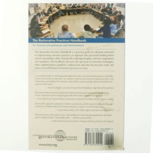 The Restorative Practices Handbook af Bob Costello, Joshua Wachtel, Ted Wachtel (Bog)