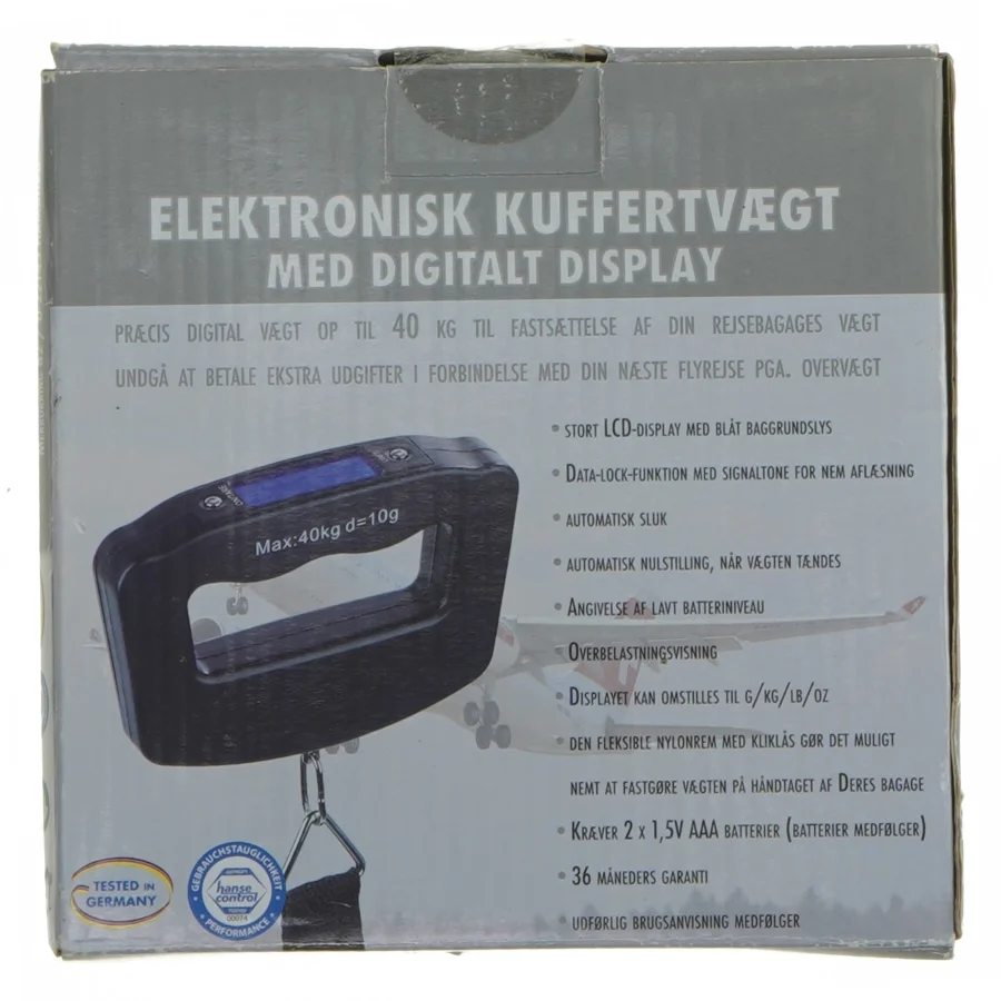 Elektronisk kuffertvægt med digitalt display fra Hans Control
