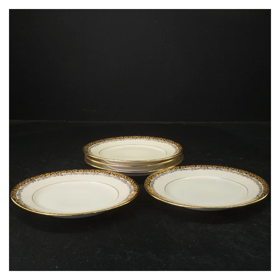 Porcelænstallerkener med guldkant fra KPM (str. Ø 15 cm)