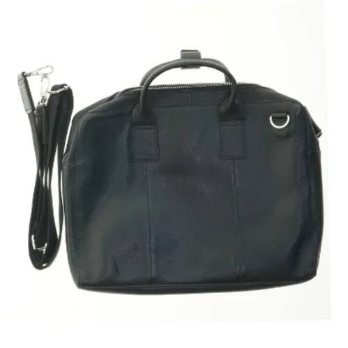 Sort læder taske (str. 42,5x33,5 cm)