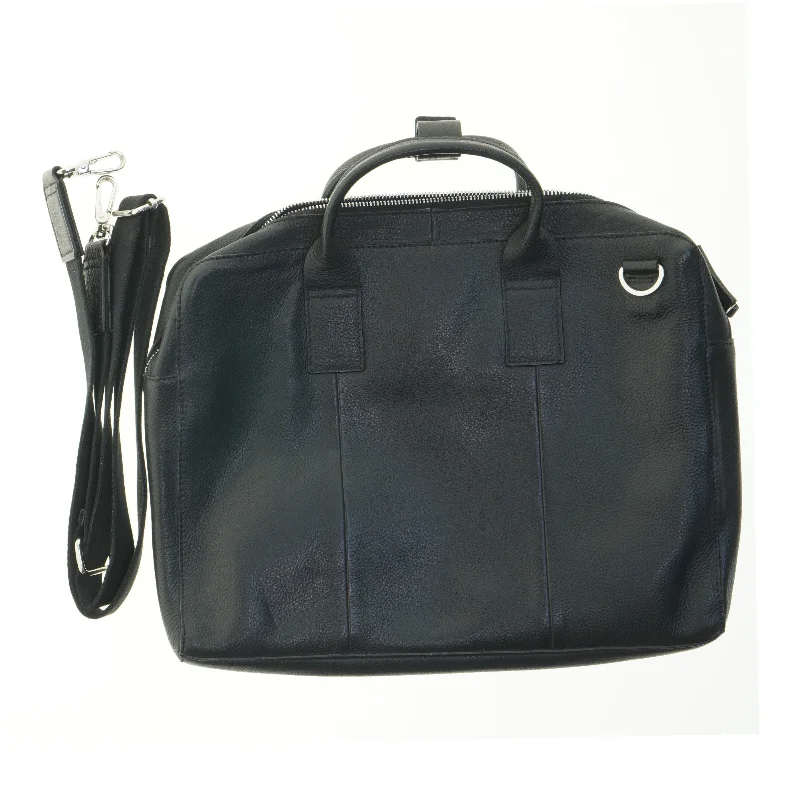 Sort læder taske (str. 42,5x33,5 cm)