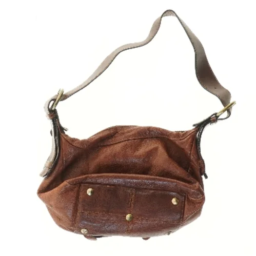 Brun læder skuldertaske (str. 30x20 cm)