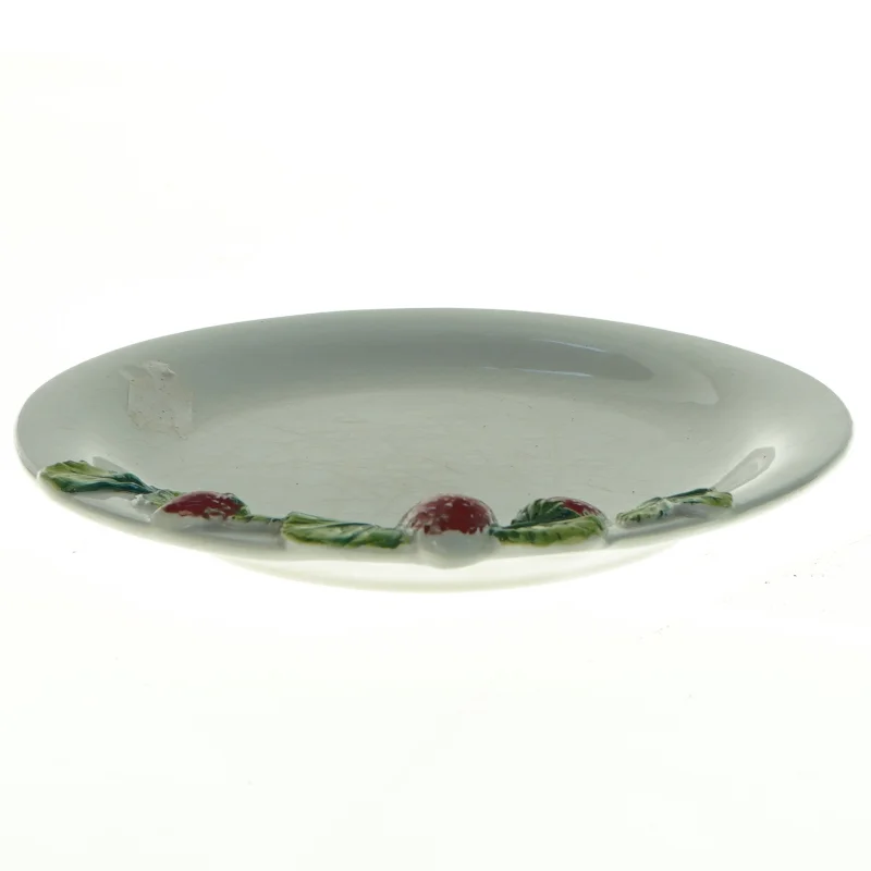 Dekorativ keramiktallerken med jordbær (str. Diameter 21 cm)