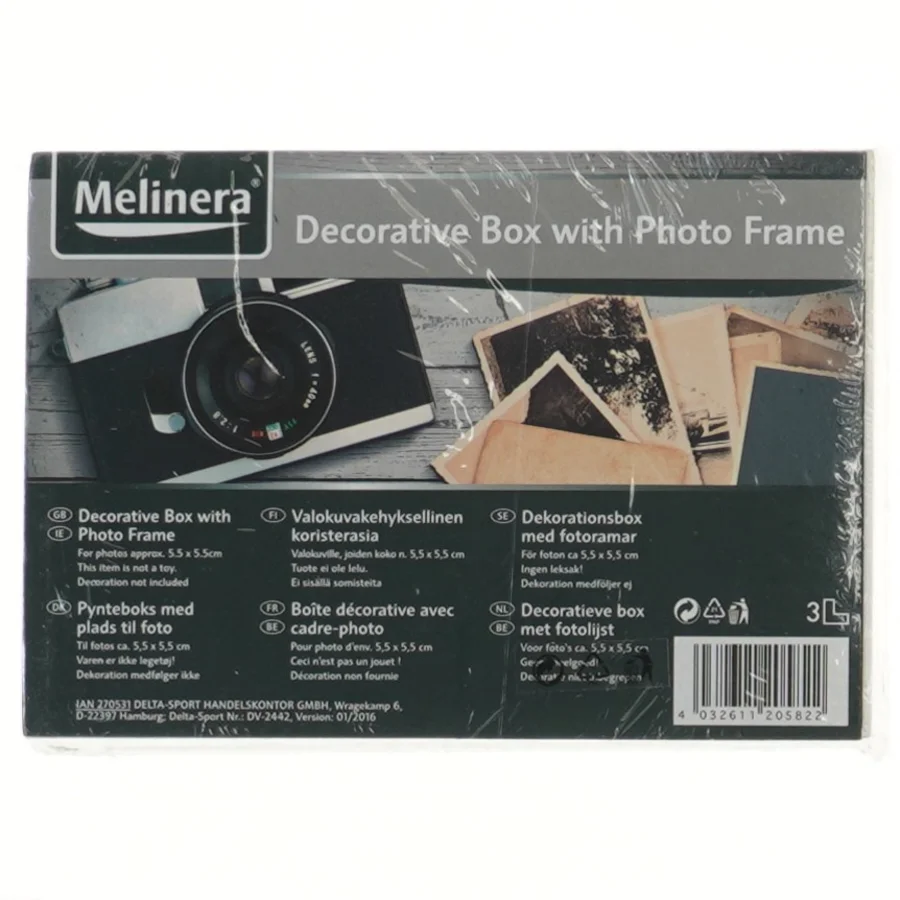 Dekorationsboks med fotoramme fra Melinera (str. 17x11,5x5 cm)