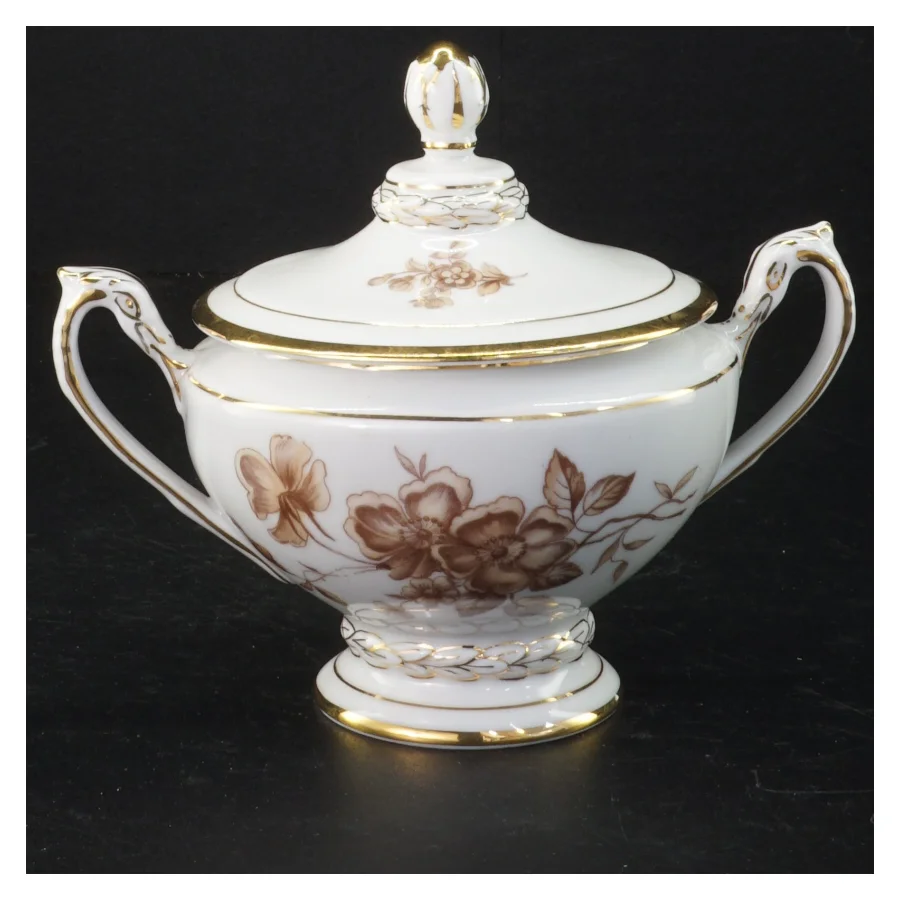 Porcelænssukkerskål med låg (str. Ø 11 cm)