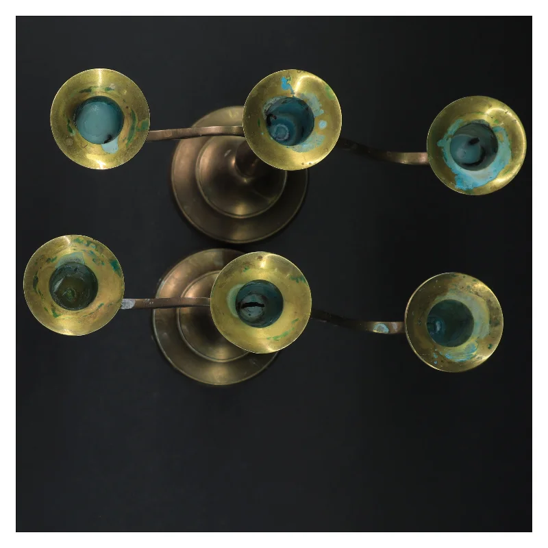 Messing lysestager (str. 22 cm)