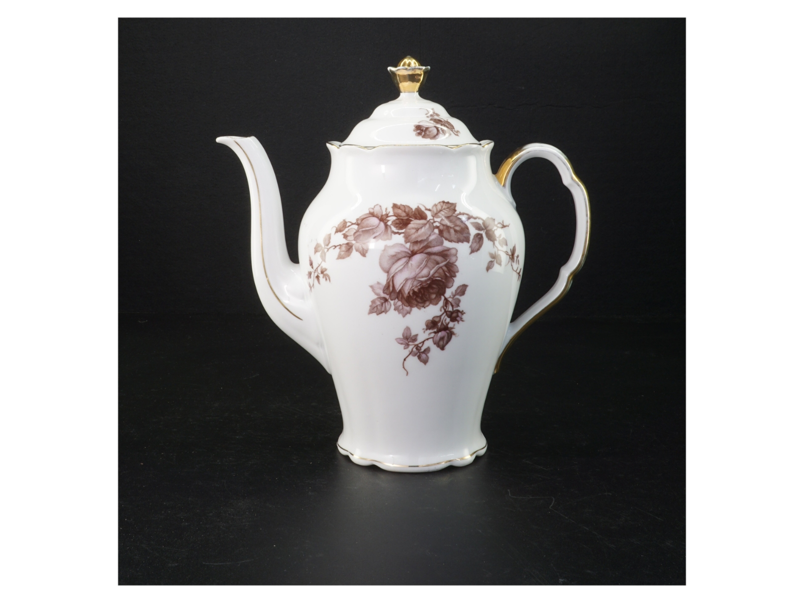 Porcelænstepotte med blomstermotiv (str. 23 cm)