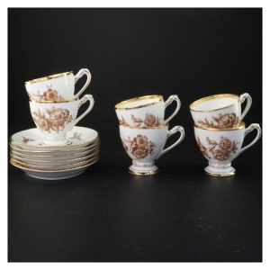 Porcelænskopper og underkopper