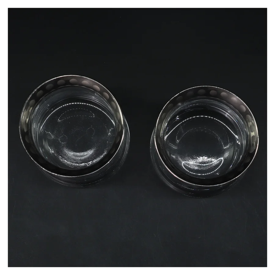 Glas vaser med metal bånd fra Lene Bjere (str. Ø 9 cm længde 9 cm)