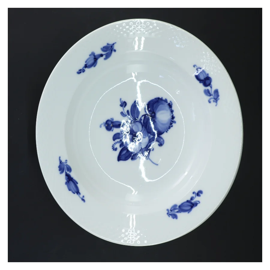 Sæt med 4 blå-blomst dybe tallerkener fra Royal Copenhagen (str. Ø 25,5 cm, 4 styk cm)